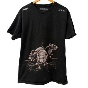 ROOK x DGK Rats Graphic Print Short Sleeve  T-Shirt, Size Large Black Tee Grunge